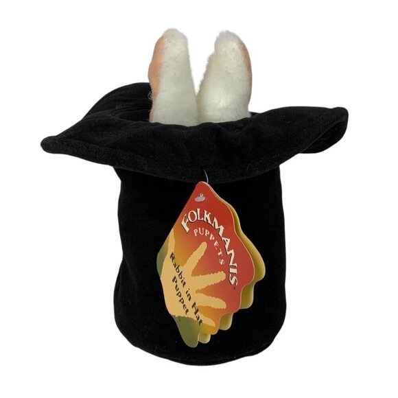 Folkmanis Rabbit In Hat Hand Puppet Plush Interactive Learning Toy Pretend Play - Picture 1 of 8
